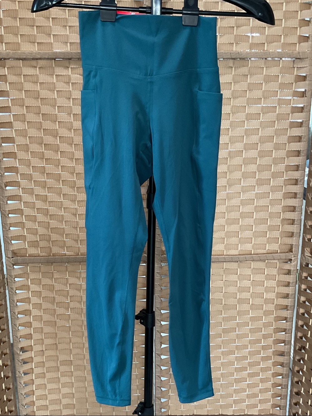 High-Waist Teal Women's Active Leggings with Side Pockets